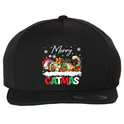 Merry Catmas Funny Cat Dad Cat Mom Christmas Cat Wool Snapback Cap