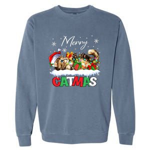 Merry Catmas Funny Cat Dad Cat Mom Christmas Cat Garment-Dyed Sweatshirt