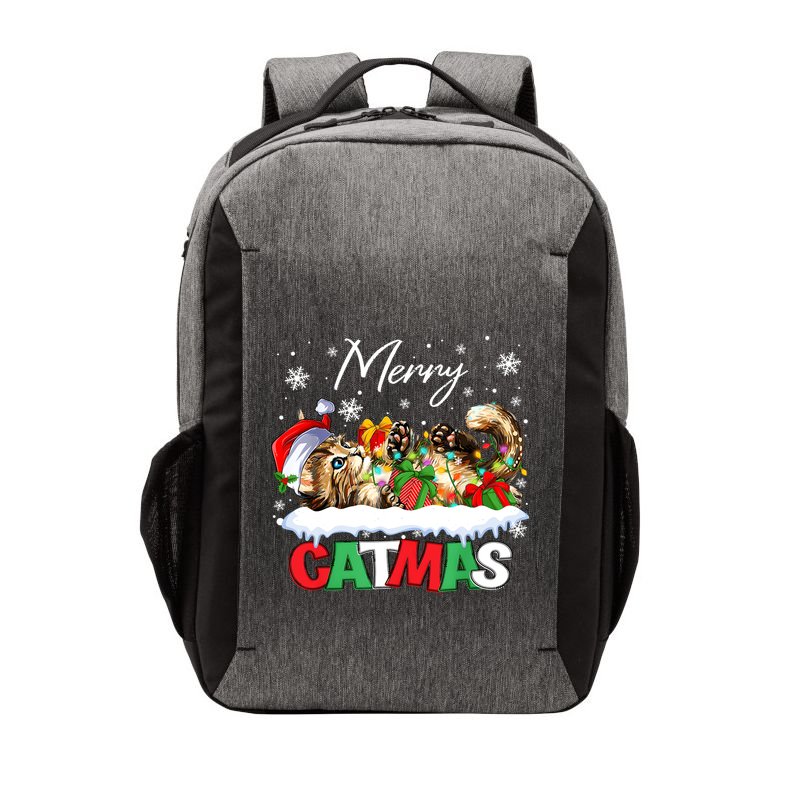 Merry Catmas Funny Cat Dad Cat Mom Christmas Cat Vector Backpack