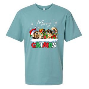 Merry Catmas Funny Cat Dad Cat Mom Christmas Cat Sueded Cloud Jersey T-Shirt