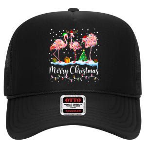 Merry Christmas Flamingo Santa Hat Xmas Pajamas Holiday.Dvjwrnwz High Crown Mesh Back Trucker Hat