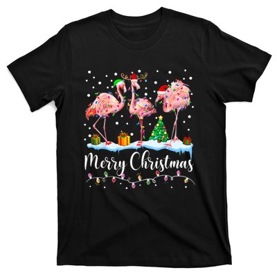 Merry Christmas Flamingo Santa Hat Xmas Pajamas Holiday.Dvjwrnwz T-Shirt