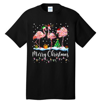 Merry Christmas Flamingo Santa Hat Xmas Pajamas Holiday.Dvjwrnwz Tall T-Shirt