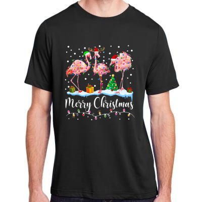 Merry Christmas Flamingo Santa Hat Xmas Pajamas Holiday.Dvjwrnwz Adult ChromaSoft Performance T-Shirt