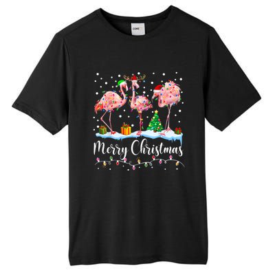 Merry Christmas Flamingo Santa Hat Xmas Pajamas Holiday.Dvjwrnwz Tall Fusion ChromaSoft Performance T-Shirt