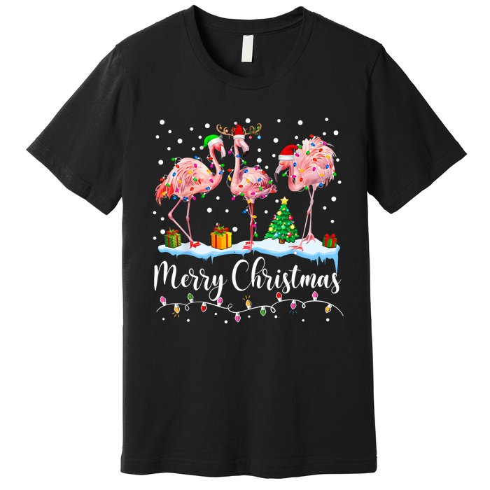 Merry Christmas Flamingo Santa Hat Xmas Pajamas Holiday.Dvjwrnwz Premium T-Shirt