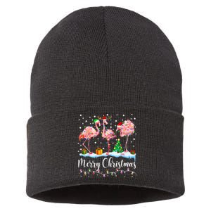 Merry Christmas Flamingo Santa Hat Xmas Pajamas Holiday.Dvjwrnwz Sustainable Knit Beanie