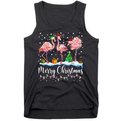 Merry Christmas Flamingo Santa Hat Xmas Pajamas Holiday.Dvjwrnwz Tank Top