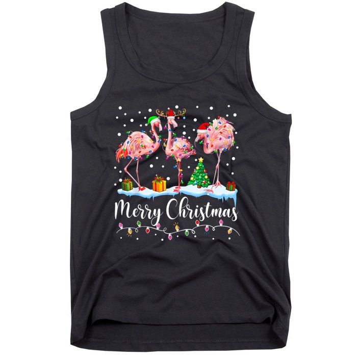 Merry Christmas Flamingo Santa Hat Xmas Pajamas Holiday.Dvjwrnwz Tank Top