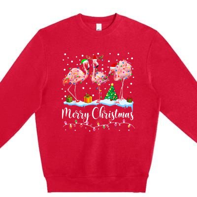 Merry Christmas Flamingo Santa Hat Xmas Pajamas Holiday.Dvjwrnwz Premium Crewneck Sweatshirt