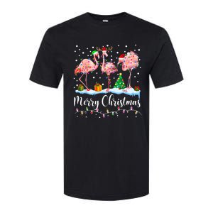 Merry Christmas Flamingo Santa Hat Xmas Pajamas Holiday.Dvjwrnwz Softstyle CVC T-Shirt