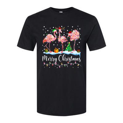 Merry Christmas Flamingo Santa Hat Xmas Pajamas Holiday.Dvjwrnwz Softstyle CVC T-Shirt