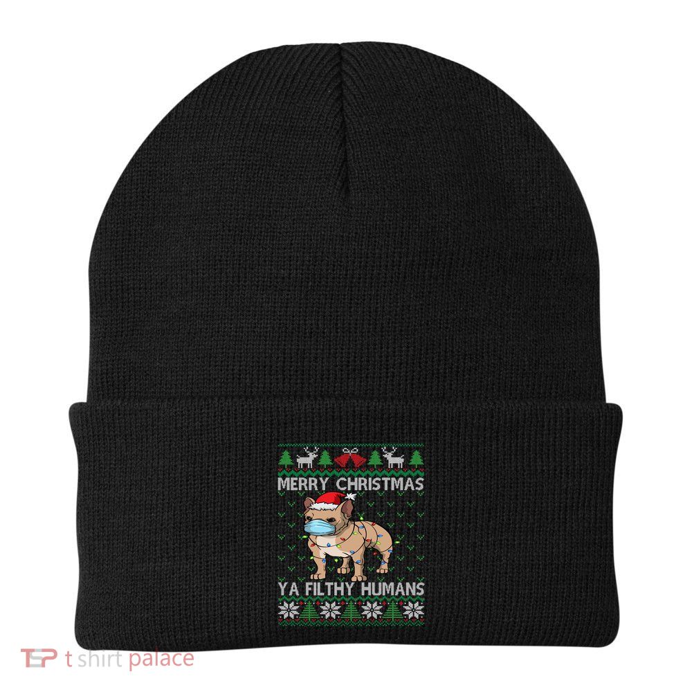 Merry Christmas Frenchie Dog Ugly Christmas French Bulldog Gift Beanie