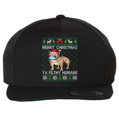 Merry Christmas Frenchie Dog Ugly Christmas French Bulldog Gift Wool Snapback Cap