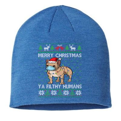 Merry Christmas Frenchie Dog Ugly Christmas French Bulldog Gift Sustainable Beanie