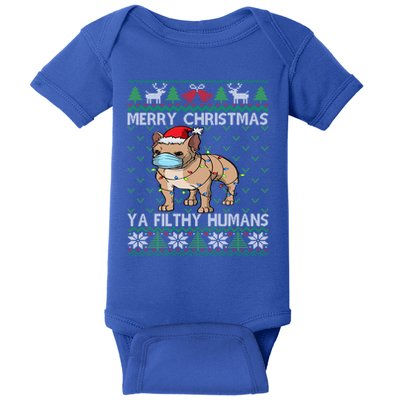 Merry Christmas Frenchie Dog Ugly Christmas French Bulldog Gift Baby Bodysuit