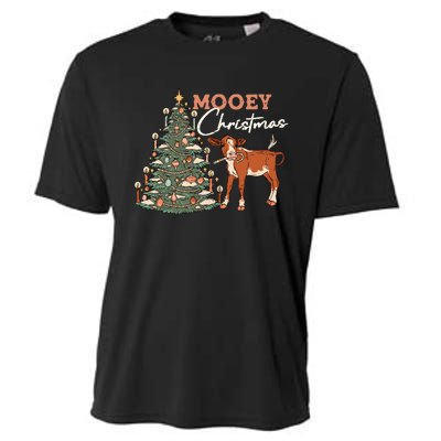 Mooey Christmas Farmer Western Cooling Performance Crew T-Shirt