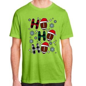 Merry Christmas Football Player Ball Ho Ho Ho Plaid Xmas Gift Adult ChromaSoft Performance T-Shirt