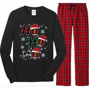 Merry Christmas Football Player Ball Ho Ho Ho Plaid Xmas Gift Long Sleeve Pajama Set