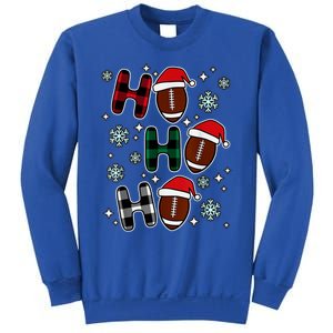 Merry Christmas Football Player Ball Ho Ho Ho Plaid Xmas Gift Sweatshirt