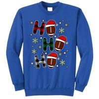 Merry Christmas Football Player Ball Ho Ho Ho Plaid Xmas Gift Sweatshirt