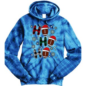 Merry Christmas Football Player Ball Ho Ho Ho Plaid Xmas Gift Tie Dye Hoodie