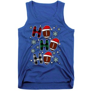 Merry Christmas Football Player Ball Ho Ho Ho Plaid Xmas Gift Tank Top