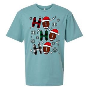 Merry Christmas Football Player Ball Ho Ho Ho Plaid Xmas Gift Sueded Cloud Jersey T-Shirt