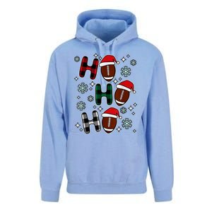 Merry Christmas Football Player Ball Ho Ho Ho Plaid Xmas Gift Unisex Surf Hoodie