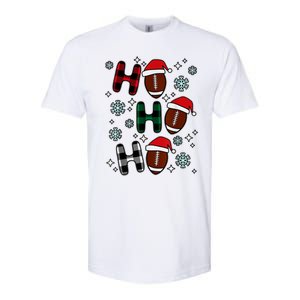 Merry Christmas Football Player Ball Ho Ho Ho Plaid Xmas Gift Softstyle CVC T-Shirt