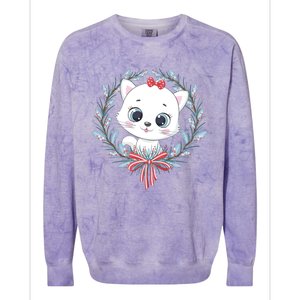 Merry Catmas Funny Cat Christmas Colorblast Crewneck Sweatshirt