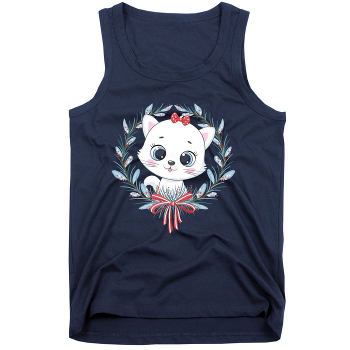 Merry Catmas Funny Cat Christmas Tank Top