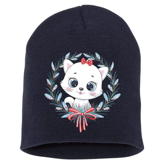 Merry Catmas Funny Cat Christmas Short Acrylic Beanie