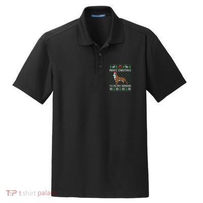 Merry Christmas Filthy Hu Pitbull Dog Ugly Christmas Meaningful Gift Dry Zone Grid Polo