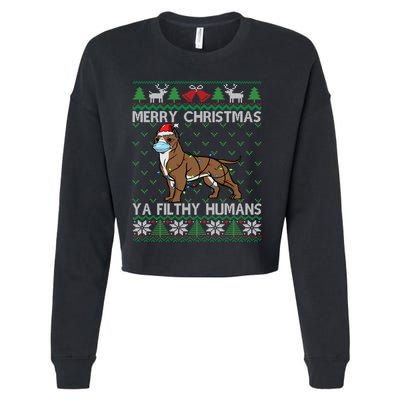 Merry Christmas Filthy Hu Pitbull Dog Ugly Christmas Meaningful Gift Cropped Pullover Crew