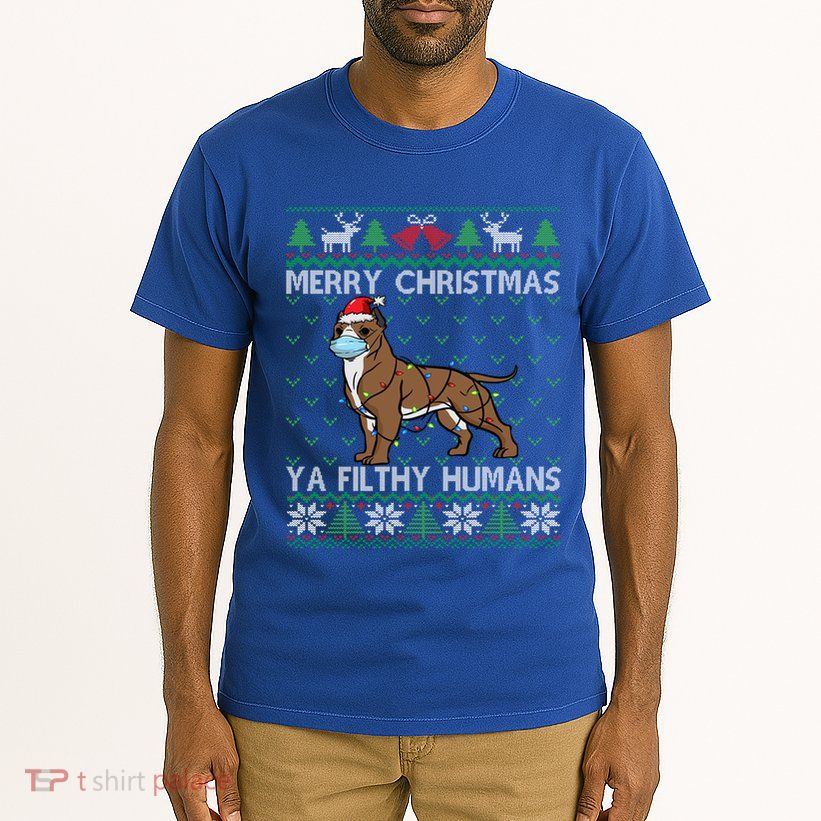 Merry Christmas Filthy Hu Pitbull Dog Ugly Christmas Meaningful Gift Tall T-Shirt