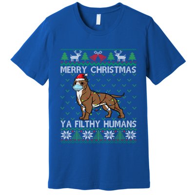 Merry Christmas Filthy Hu Pitbull Dog Ugly Christmas Meaningful Gift Premium T-Shirt