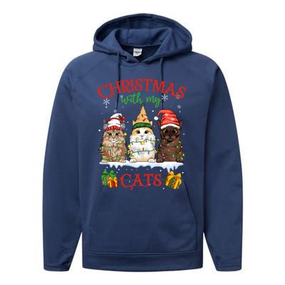 Merry Catmas Funny Christmas Cagift For Cat Lovers Gift Performance Fleece Hoodie