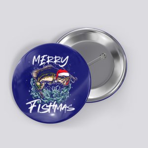 Merry Christmas Fishmas Funny Fishing Fish Funny Gift Button