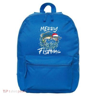 Merry Christmas Fishmas Funny Fishing Fish Funny Gift 16 in Basic Backpack