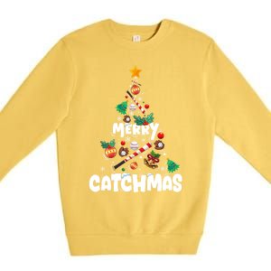 Merry Christmas Funny Gift Merry Catchmas Baseball Christmas Tree Premium Crewneck Sweatshirt