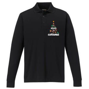 Merry Christmas Funny Gift Merry Catchmas Baseball Christmas Tree Performance Long Sleeve Polo