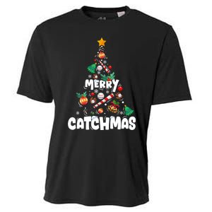 Merry Christmas Funny Gift Merry Catchmas Baseball Christmas Tree Cooling Performance Crew T-Shirt