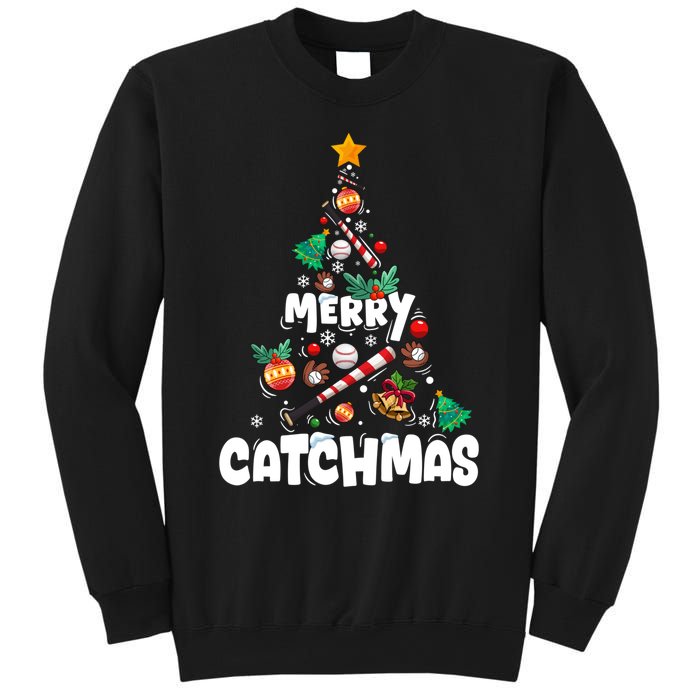 Merry Christmas Funny Gift Merry Catchmas Baseball Christmas Tree Sweatshirt