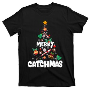 Merry Christmas Funny Gift Merry Catchmas Baseball Christmas Tree T-Shirt