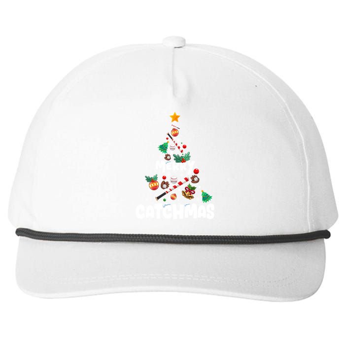 Merry Christmas Funny Gift Merry Catchmas Baseball Christmas Tree Snapback Five-Panel Rope Hat