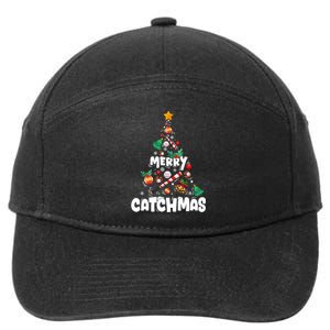 Merry Christmas Funny Gift Merry Catchmas Baseball Christmas Tree 7-Panel Snapback Hat