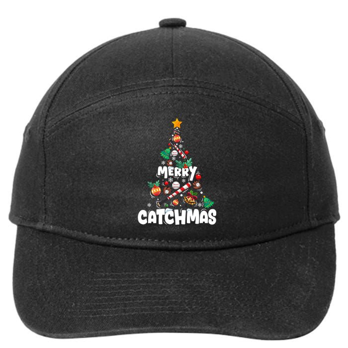 Merry Christmas Funny Gift Merry Catchmas Baseball Christmas Tree 7-Panel Snapback Hat