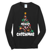 Merry Christmas Funny Gift Merry Catchmas Baseball Christmas Tree Tall Long Sleeve T-Shirt