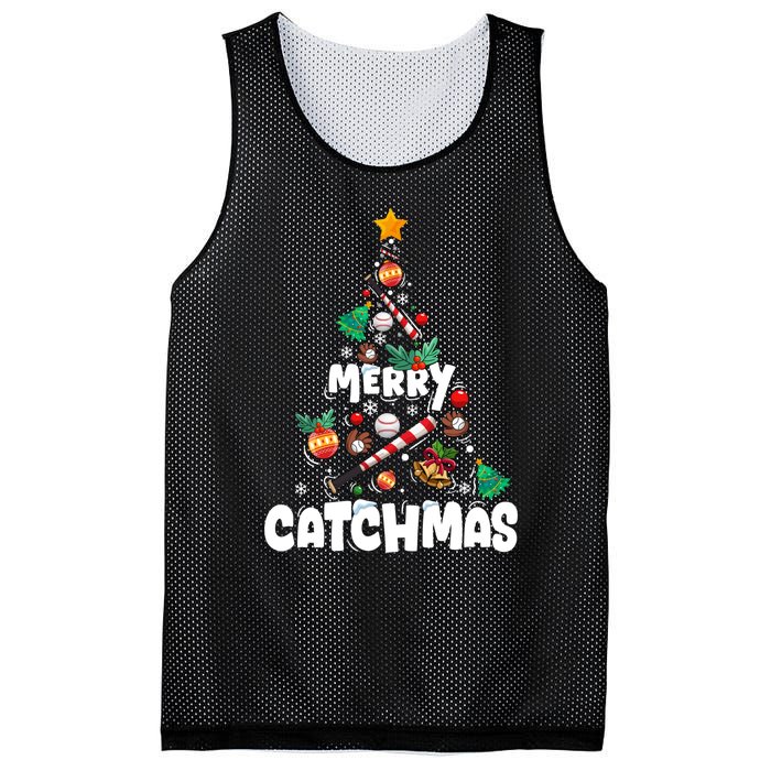 Merry Christmas Funny Gift Merry Catchmas Baseball Christmas Tree Mesh Reversible Basketball Jersey Tank